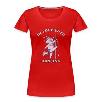 Amoureux de la danse pole dance licorne - T-shirt bio Premium Femme - rouge - Devant - Mia (176cm)