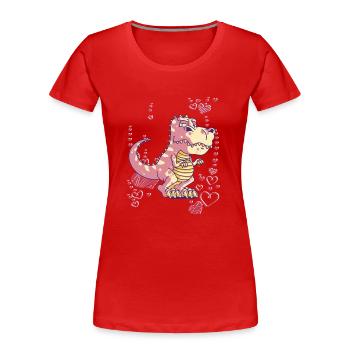 cooler Dinosaurier T-Rex für Mädchen - Frauen Premium Bio T-Shirt - Rot - Vorne - Mia (176cm)