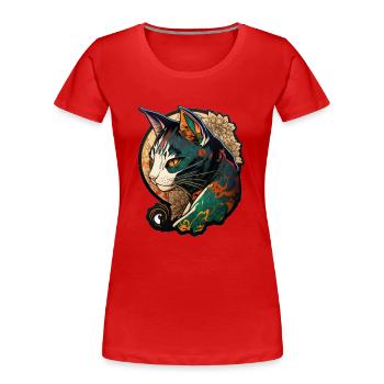 Chat coloré dans le style de bande dessinée chinoise - T-shirt bio Premium Femme - rouge - Devant - Mia (176cm)