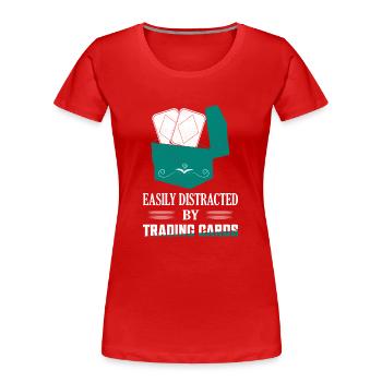 Easily Distracted By Trading Cards Card Collector - Frauen Premium Bio T-Shirt - Rot - Vorne - Mia (176cm)