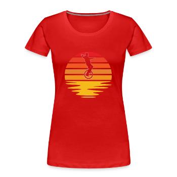 Rétro monocycle - T-shirt bio Premium Femme - rouge - Devant - Mia (176cm)