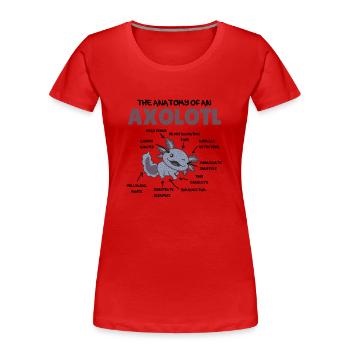 Axolotl Explication Anatomie d’un Axolotl - T-shirt bio Premium Femme - rouge - Devant - Mia (176cm)