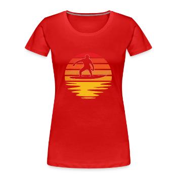 Surf Rétro - T-shirt bio Premium Femme - rouge - Devant - Mia (176cm)