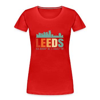 Leeds - T-shirt bio Premium Femme - rouge - Devant - Mia (176cm)