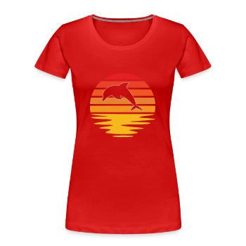Dolphin Retro - Women's Premium Organic T-Shirt - red - Front - Mia (176cm)