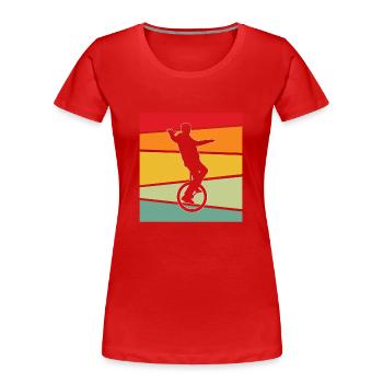 Rétro monocycle - T-shirt bio Premium Femme - rouge - Devant - Mia (176cm)