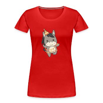 Esel zum Geburtstag für Kinder ein Geschenk - Frauen Premium Bio T-Shirt - Rot - Vorne - Mia (176cm)