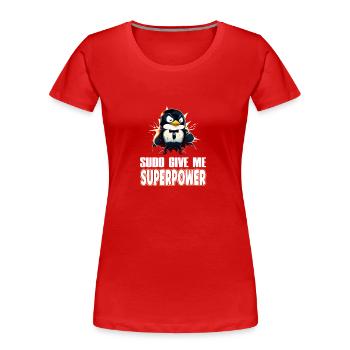 Linux Sudo Superpower Tux Superhero Penguin - Frauen Premium Bio T-Shirt - Rot - Vorne - Mia (176cm)