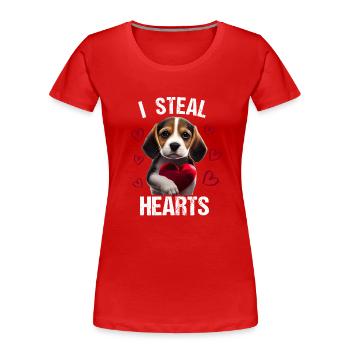 I steal hearts Hund Beagle - Frauen Premium Bio T-Shirt - Rot - Vorne - Mia (176cm)
