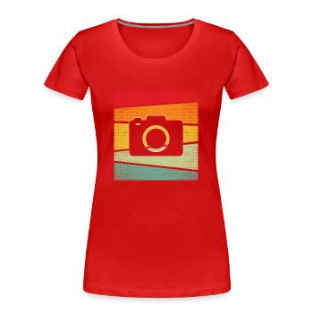 Caméra Rétro - T-shirt bio Premium Femme - rouge - Devant - Mia (176cm)