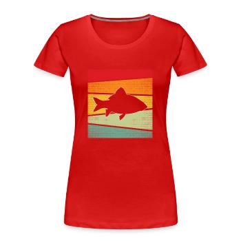 Poisson Rétro - T-shirt bio Premium Femme - rouge - Devant - Mia (176cm)