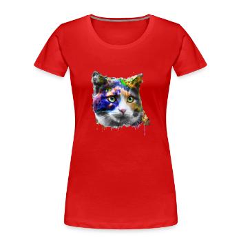 Chat artistique - T-shirt bio Premium Femme - rouge - Devant - Mia (176cm)