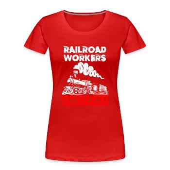 Railway Ladder, Railway Railfan - Women's Premium Organic T-Shirt - red - Front - Mia (176cm)