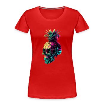 EDM Music Rave Festival Ananas Techno - T-shirt bio Premium Femme - rouge - Devant - Mia (176cm)