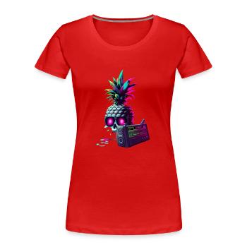 EDM Music Rave Festival Ananas Techno - T-shirt bio Premium Femme - rouge - Devant - Mia (176cm)