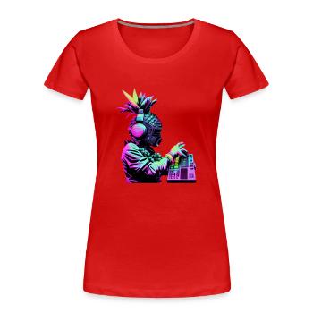 EDM Music Rave Festival Ananas Techno - T-shirt bio Premium Femme - rouge - Devant - Mia (176cm)