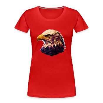 Conception polygonale cool avec un pygargue à tête blanche - T-shirt bio Premium Femme - rouge - Devant - Mia (176cm)