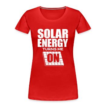 Énergie solaire, Énergie renouvelable - T-shirt bio Premium Femme - rouge - Devant - Mia (176cm)