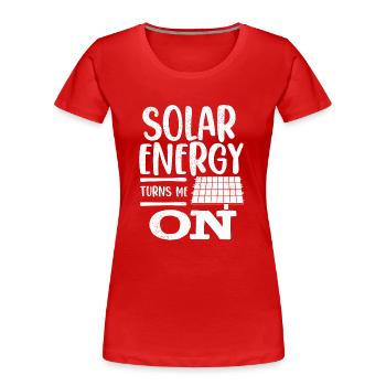 Énergie solaire, Énergie renouvelable - T-shirt bio Premium Femme - rouge - Devant - Mia (176cm)