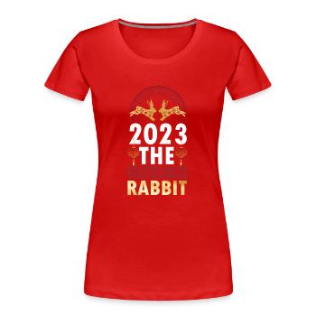 2023 The year of the rabbit Chinese Zodiac - Women's Premium Organic T-Shirt - red - Front - Mia (176cm)