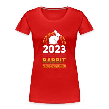 2023 The year of the rabbit Chinese Zodiac - Women's Premium Organic T-Shirt - red - Front - Mia (176cm)