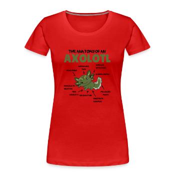 Axolotl Explication Anatomie d’un Axolotl - T-shirt bio Premium Femme - rouge - Devant - Mia (176cm)