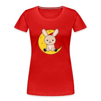 Moon rabbit cute animals for kids for the night - Women's Premium Organic T-Shirt - red - Front - Mia (176cm)