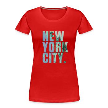 New York City Statue of Liberty USA Souvenir - Women's Premium Organic T-Shirt - red - Front - Mia (176cm)