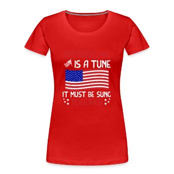 AMERIKA IST EINE MELODIE, DIE ZUSAMMEN GESUNGEN WERDEN MUSS - Frauen Premium Bio T-Shirt - Rot - Vorne - Mia (176cm)