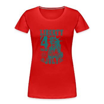 LIBERTY 4. JULI - Frauen Premium Bio T-Shirt - Rot - Vorne - Mia (176cm)