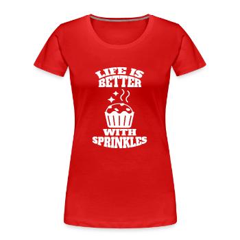 Bäcker Konditor Konditorei Backen Bäckerei - Frauen Premium Bio T-Shirt - Rot - Vorne - Mia (176cm)