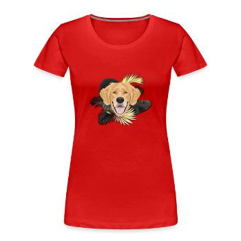 Goldener Hund Golden Retriever - Frauen Premium Bio T-Shirt - Rot - Vorne - Mia (176cm)