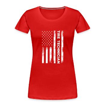 Technicien de pneus USA Flag - T-shirt bio Premium Femme - rouge - Devant - Mia (176cm)