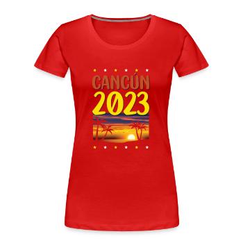 Cancun 2023 - T-shirt bio Premium Femme - rouge - Devant - Mia (176cm)
