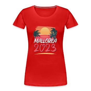 Majorque 2023 - T-shirt bio Premium Femme - rouge - Devant - Mia (176cm)