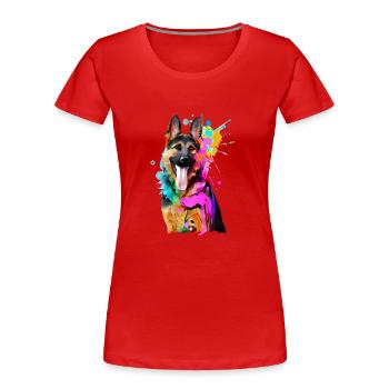 Farbkleckse Schäferhund - Frauen Premium Bio T-Shirt - Rot - Vorne - Mia (176cm)