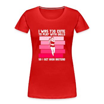 Stabhochsprung Mädchen Stabhochspringen - Frauen Premium Bio T-Shirt - Rot - Vorne - Mia (176cm)