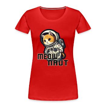 Meownaut Astronauten Katze für Katzenpapa - Frauen Premium Bio T-Shirt - Rot - Vorne - Mia (176cm)