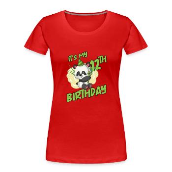 Es ist mein 12. Geburtstag Panda - Frauen Premium Bio T-Shirt - Rot - Vorne - Mia (176cm)