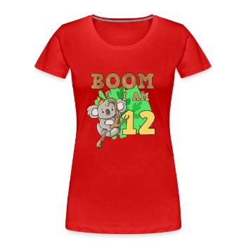 12e anniversaire koala - T-shirt bio Premium Femme - rouge - Devant - Mia (176cm)