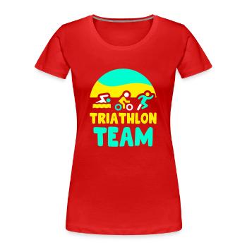 Triathlon Team Triathletin Triathlons Triathlet - Frauen Premium Bio T-Shirt - Rot - Vorne - Mia (176cm)