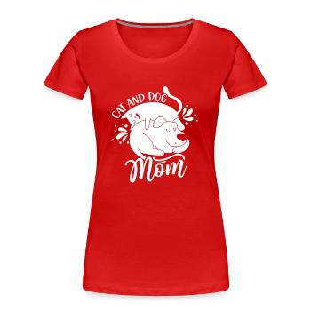Katze Und Hund Mama Liebhaber Katzen Hunde - Frauen Premium Bio T-Shirt - Rot - Vorne - Mia (176cm)