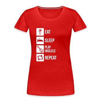 Ukulélé Joueur de ukulélé Ukuléléliste - T-shirt bio Premium Femme - rouge - Devant - Mia (176cm)