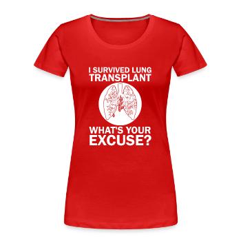 Survit à une greffe de poumon d’un organe d’un donneur - T-shirt bio Premium Femme - rouge - Devant - Mia (176cm)