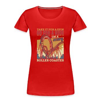 Vintage Looping Achterbahn Fahrgeschäft Geschenk - Frauen Premium Bio T-Shirt - Rot - Vorne - Mia (176cm)