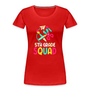 5e année Équipe École Cinquième année Cinquième année - T-shirt bio Premium Femme - rouge - Devant - Mia (176cm)