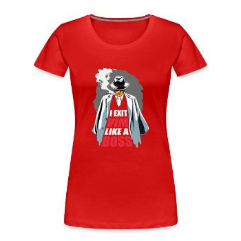 I Exit VIM Like a Boss for Linux Coder and Hacker - Frauen Premium Bio T-Shirt - Rot - Vorne - Mia (176cm)