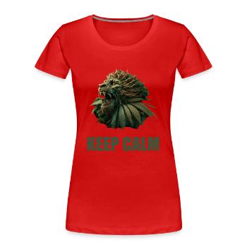 Keep Calm Lion plant cannabis - Frauen Premium Bio T-Shirt - Rot - Vorne - Mia (176cm)