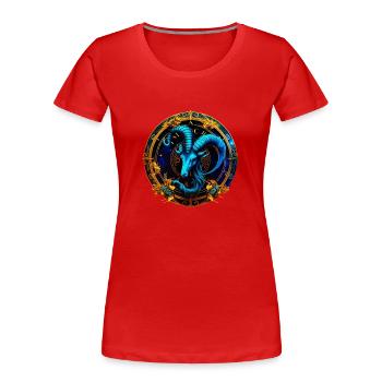 Portez votre signe du zodiaque astrologique avec fierté: Capric - T-shirt bio Premium Femme - rouge - Devant - Mia (176cm)