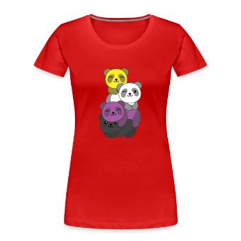 Nonbinary Flag Pride LGBTQ Cute Panda Bunch - Women's Premium Organic T-Shirt - red - Front - Mia (176cm)